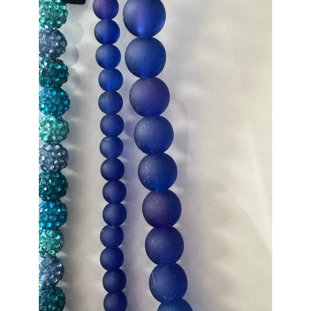 Color Gallery Bead Treasures Blue Teal Rhinestone‎ Frosted Acrylic Bead Strands
